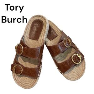 Tory Burch Brown Double-Buckle Sandals